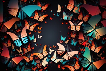 Geometric shapes butterfly background digital art.