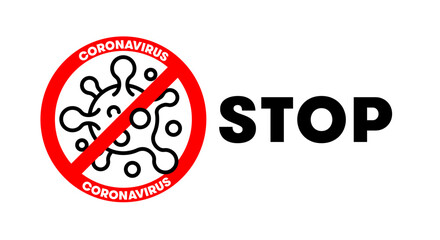 STOP CORONAVIRUS icon vector illustration. Minimal COVID-19 icon for infographics. Dangerous virus symbol line design. Unified visual appearance for pandemic communication.