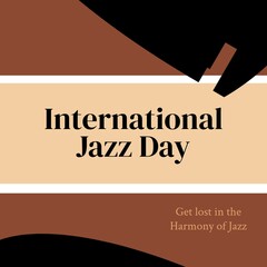 Illustration of international jazz day and get lost in the harmony of jazz text with pianos