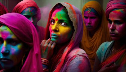 Obraz premium Colorful holi festivities, fictional AI character