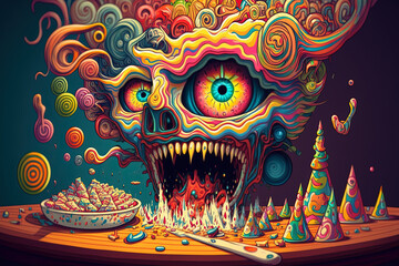 LSD hippie culture concept
