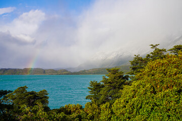 Rainbow over Lago Nordenskjold in Torres Del Paine Patagonia 