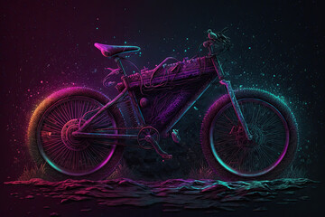 Fototapeta premium Steampunk style bicycle splashing water, generative AI