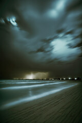 generative ai illustration, intentionally blurred beach background during stormy weather, as background or book cover