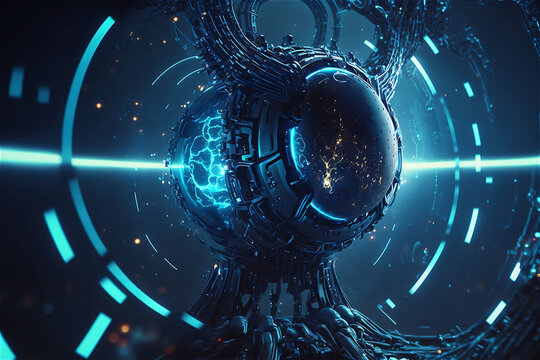 Epic 3d digital universe, big data, virtual, network. Generative AI