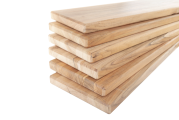 Wooden boards, a board with a seamed edge for building a house and interior decoration, on an isolated white