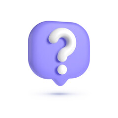 Question mark 3D icon on white background. Realistic 3d purple question mark vector illustration. Business icon, symbol for business. businessman icon. Vector illustration