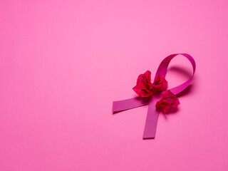 Ribbon photo of the pink october breast cancer prevention campaign