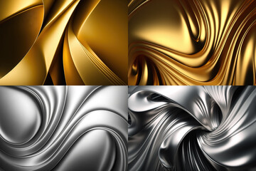 Gold and silver pattern, wallpaper texture, generative ai