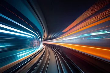 Deurstickers Subway Tunnel Motion Blur - Generative Ai © Ai Inspire