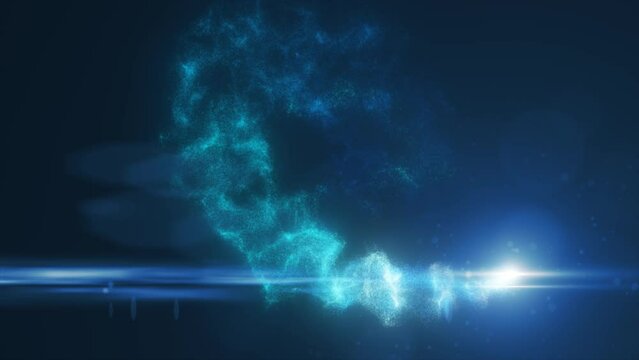 Abstract blue glowing energy magic particle comet flying along the path line futuristic hi-tech. Video 4k, motion design