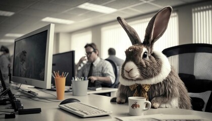Easter bunny in office