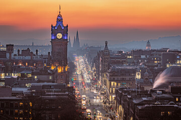 Edinburgh Princes St. at sunset