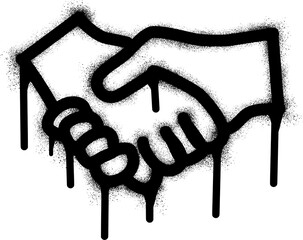 Handshake icon graffiti with black spray paint