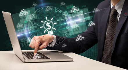 business hand working in stock market