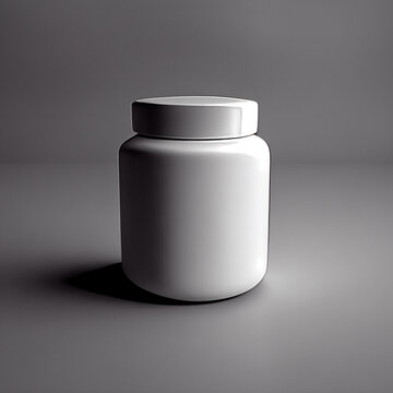Plastic jar mockup. White bottle for cosmetics or medicine. Mockup for design or product display. Created with Generative Ai technology
