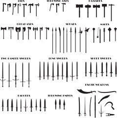 Big set of icons of medieval weapons