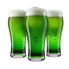 Three Pints of Green Beer for St. Patty's Day. Crafted with generative ai.