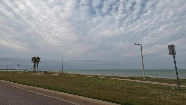 Corpus Christi, Texas bayfront area along Ocean Drive with homes and parks