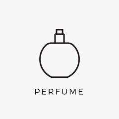 Fototapeta premium Perfume bottle line icon vector fragrance linear spray art cosmetic flat icon. Perfume illustration scent bottle design deodorant.