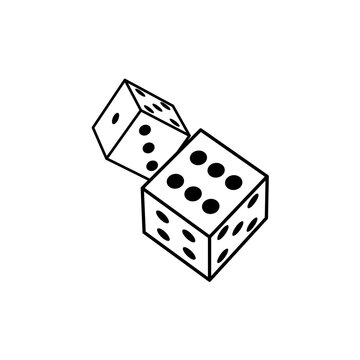 recommend clip art: Dice cube line icon. Outline casino dice vector gamble illustration line icon.
