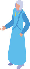 Blue muslim fashion icon isometric vector. Arab girl. People fashion