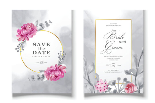 Set of cards with flower roses, and leaves. Wedding ornament concept. Floral poster, invite. Vector decorative greeting card or invitation design background