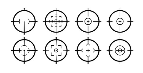Target aim sight vector icon. Military target shot gun army crosshair focus symbol aim pointer