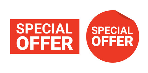 Special offer price banner tag promotion vector icon. Exclusive ribbon label discount red label special offer.