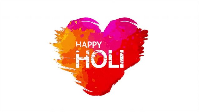 Holi happy festival paint heart shaped, art video illustration.