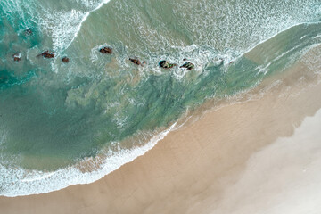 Aerial view of a beach in a holiday destination