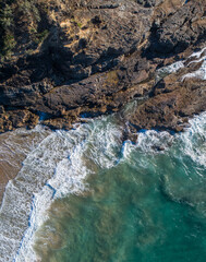 Obraz na płótnie Canvas Aerial view of a beach in a holiday destination