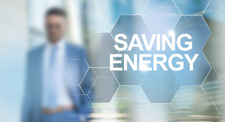 Ecosystem safe environment and energy saving. Business representative solving problems of energy saving.