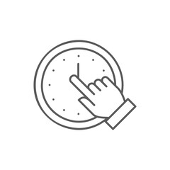 Finger click on clock, stopwatch lineal icon. Time management symbol design.