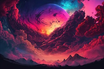 Vibrant Skies, Celestial Beauty and Mystique of Another World Generative AI