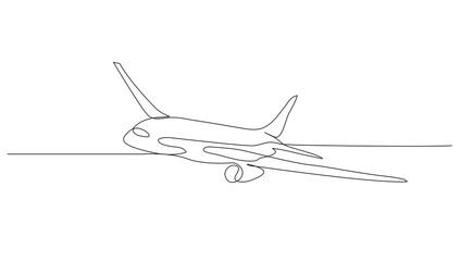 Fototapeta na wymiar Continuous line art or One Line Airliner drawing for vector illustration, business transportation. transportation in the air. graphic design modern continuous line drawing