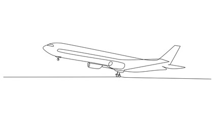 Continuous line art or One Line Airliner drawing for vector illustration, business transportation. transportation in the air. graphic design modern continuous line drawing
