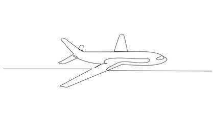 Continuous line art or One Line Airliner drawing for vector illustration, business transportation. transportation in the air. graphic design modern continuous line drawing
