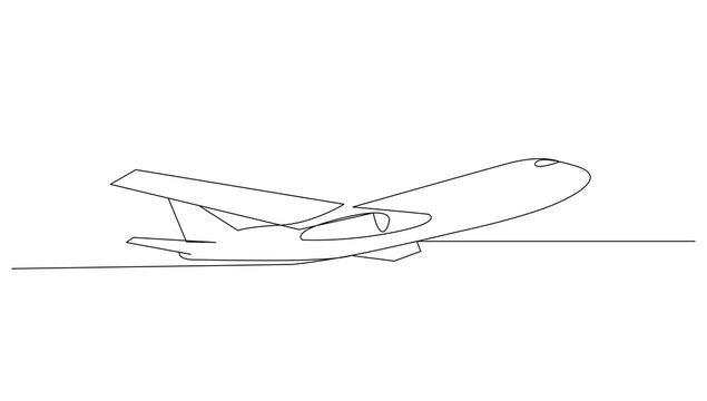Continuous line art or One Line Airliner drawing for vector illustration, business transportation. transportation in the air. graphic design modern continuous line drawing