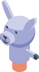 Rabbit puppet doll icon isometric vector. Child stage. Animal theatre