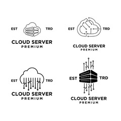 Cloud server logo icon design illustration set collection