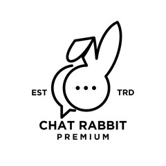 chat rabbit logo icon design illustration line
