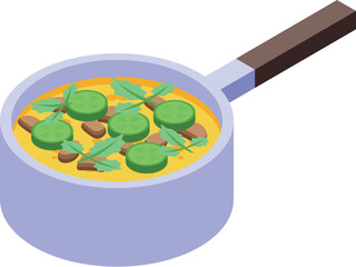 Spring dinner soup icon isometric vector. Chinese meal. Asian food