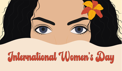 International Womens Day banner. Women's day greeting card with beautiful women.Vector illustration
