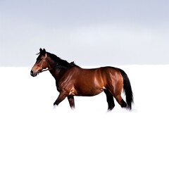 Fototapeta na wymiar Majestic Brown Horse in Winter Snow Created with Generative AI and Other Techniques