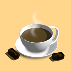 3d rendering of warm chocolate in a cup