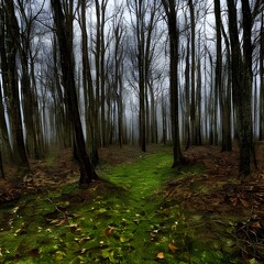 Realistic halloween background with creepy landscape of night sky fantasy forest in moonlight  illustration
AI generated