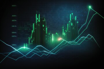 Illustration digital art, graphs representing the stock market. Generative AI.