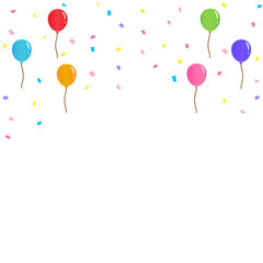 風船と紙ふぶき　背景素材　PNG © hachi