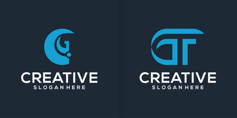 Set of abstract initial letter G logo template. icons for business of fashion, sport, automotive